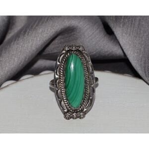 Navajo LY Sterling Malachite Ring 7G / Sz 8